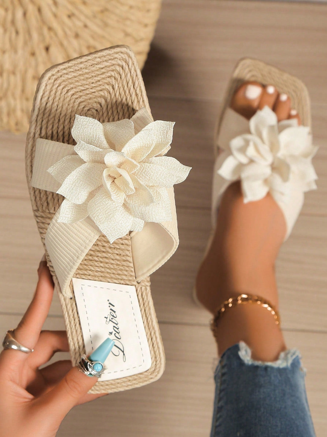Joanna | Sandały Boho z kokardą i jute&