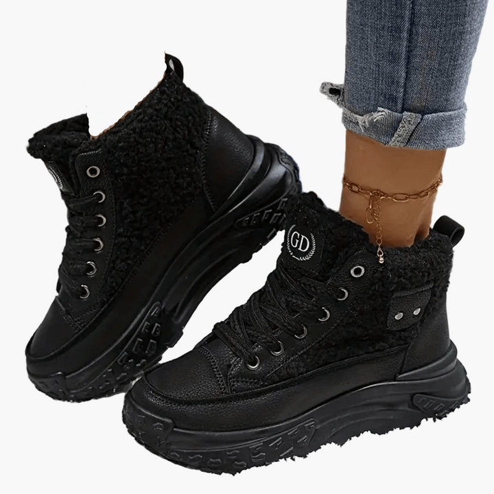 Babette – Modne Buty High Top z Ciepłym Futerkiem i Podeszwą Plateau