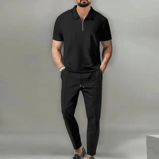 Damian | Męski zestaw polo i eleganckie spodnie na co dzień