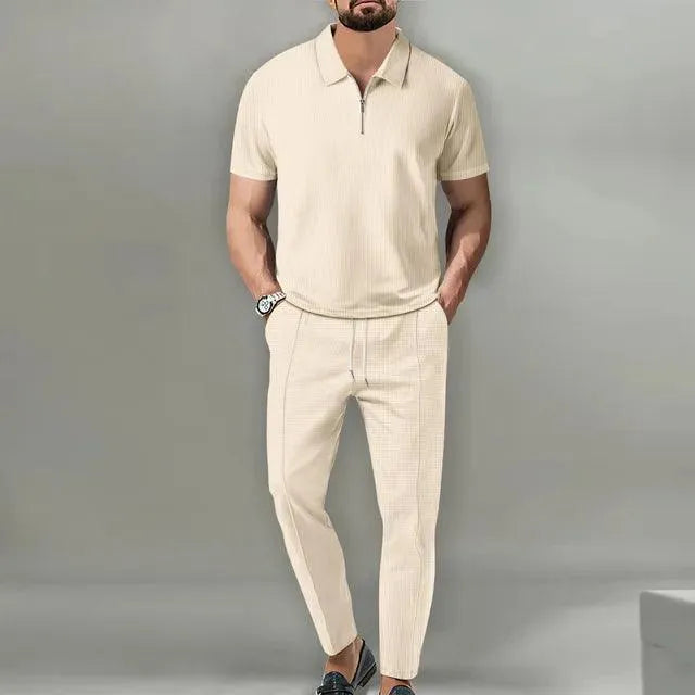 Damian | Męski zestaw polo i eleganckie spodnie na co dzień