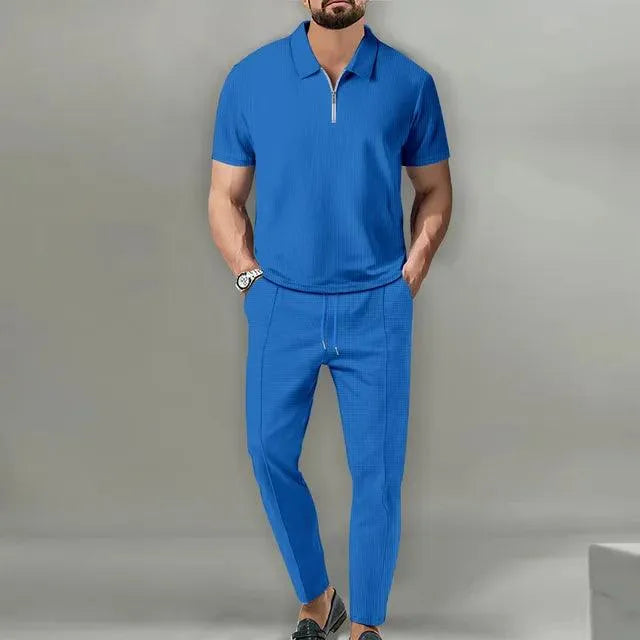Damian | Męski zestaw polo i eleganckie spodnie na co dzień