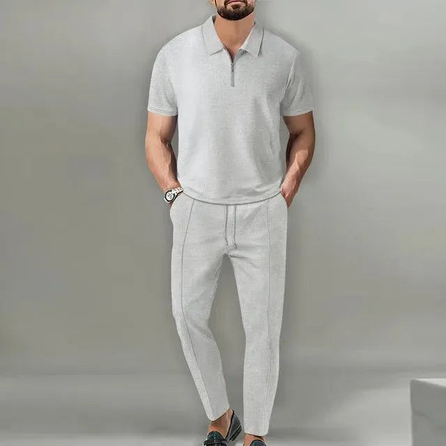 Damian | Męski zestaw polo i eleganckie spodnie na co dzień