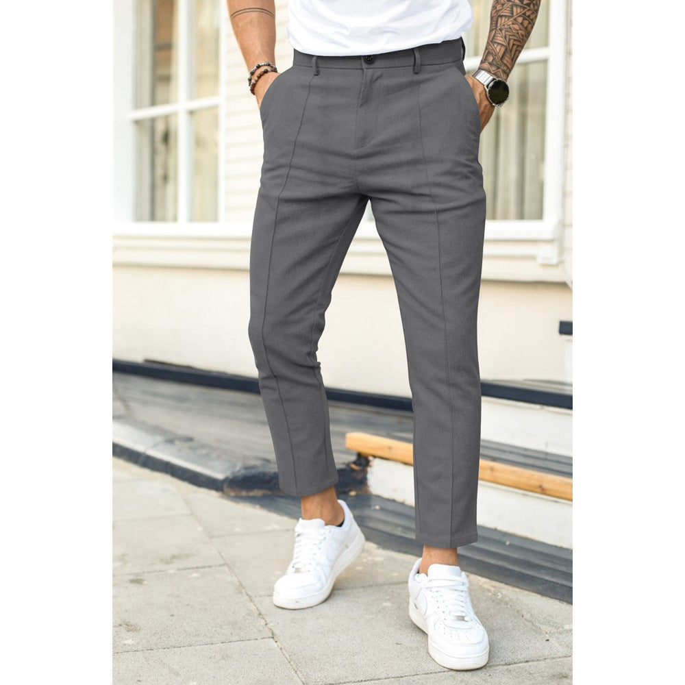 Izydor | Męskie Spodnie - Slim-Fit Design i Wyprasowane Zagięcia