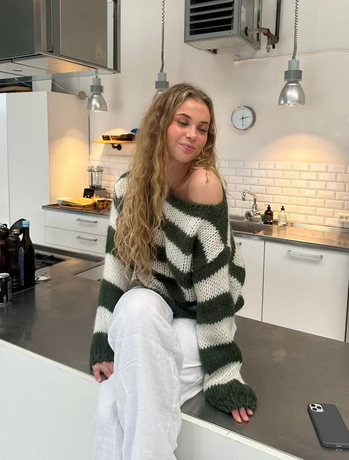 Teresa | Paskowy Sweter Dzianinowy Oversize