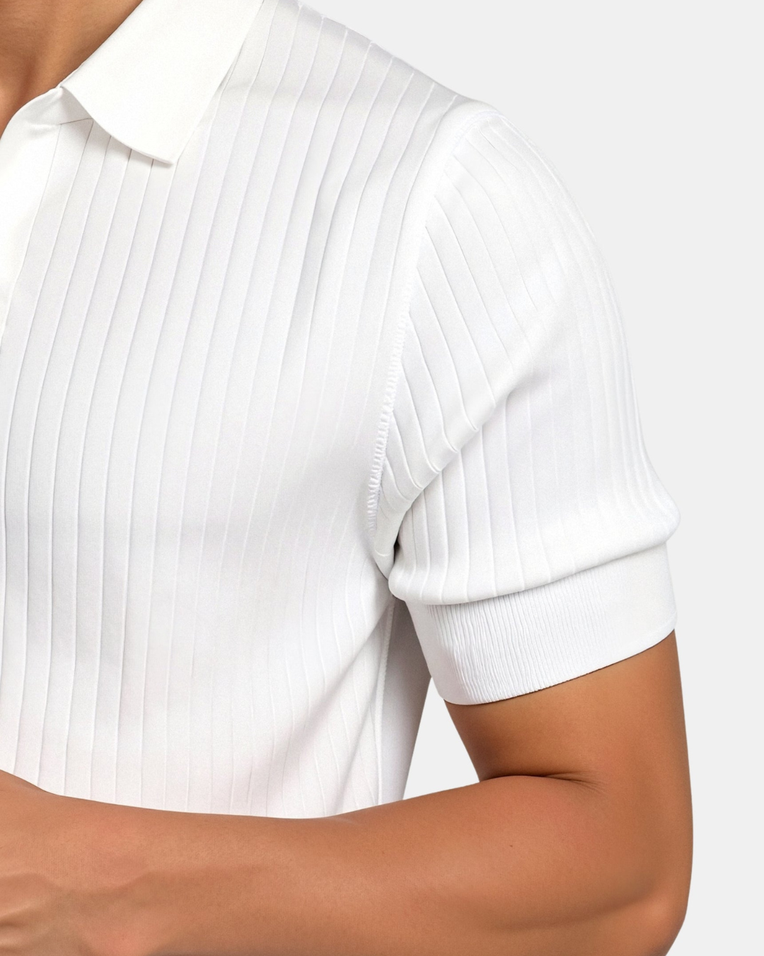 Patryk | Polo męskie z ribbingu – Slim Fit z otwartym kołnierzem