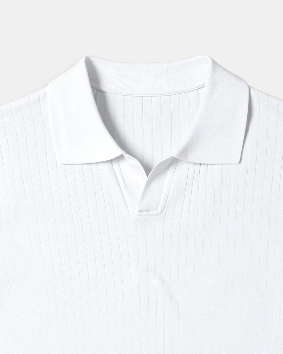Patryk | Polo męskie z ribbingu – Slim Fit z otwartym kołnierzem