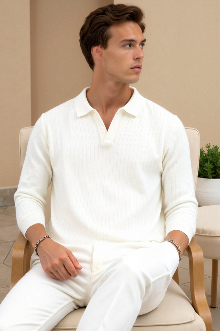 Łukasz | Polo męskie z dzianiny – minimalistyczna elegancja