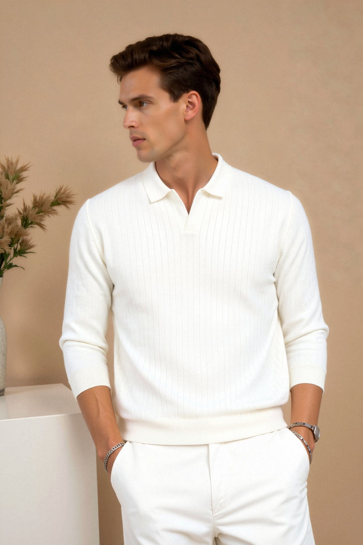Łukasz | Polo męskie z dzianiny – minimalistyczna elegancja