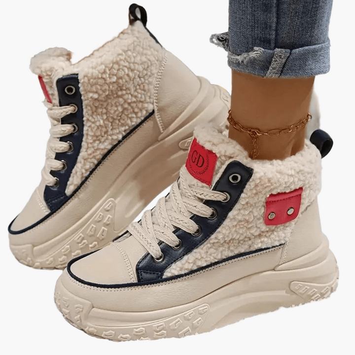 Babette – Modne Buty High Top z Ciepłym Futerkiem i Podeszwą Plateau