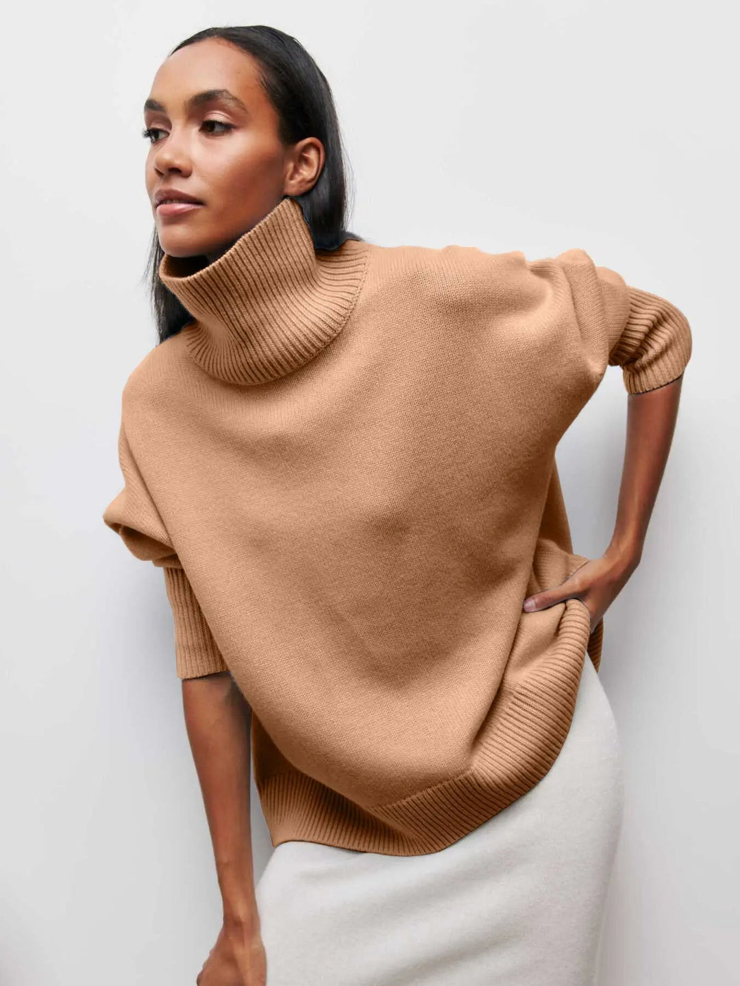 Xandra | Sweter z Długim Kołnierzem