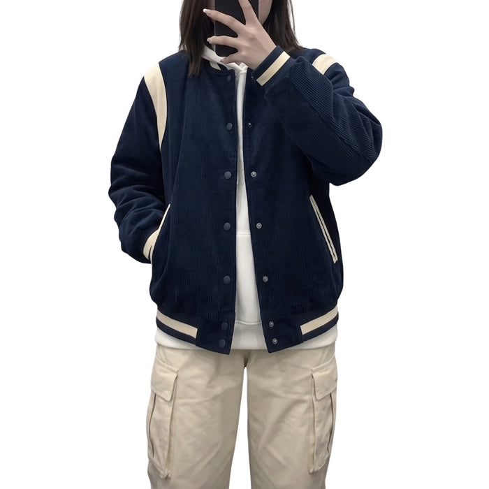Adrielle | Retro kurtka varsity oversize z kontrastowymi rękawami i ściągaczami