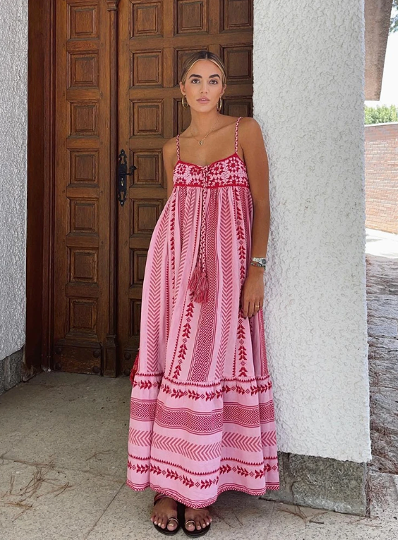Genowefa | Sukienka maxi o kroju A-line z elegancką sylwetką