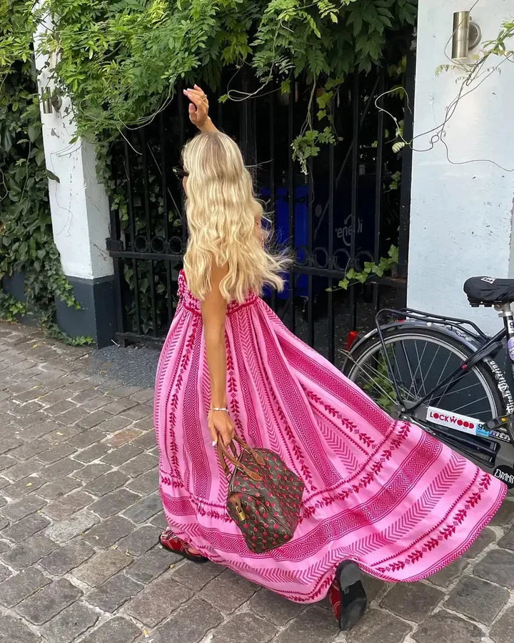 Genowefa | Sukienka maxi o kroju A-line z elegancką sylwetką