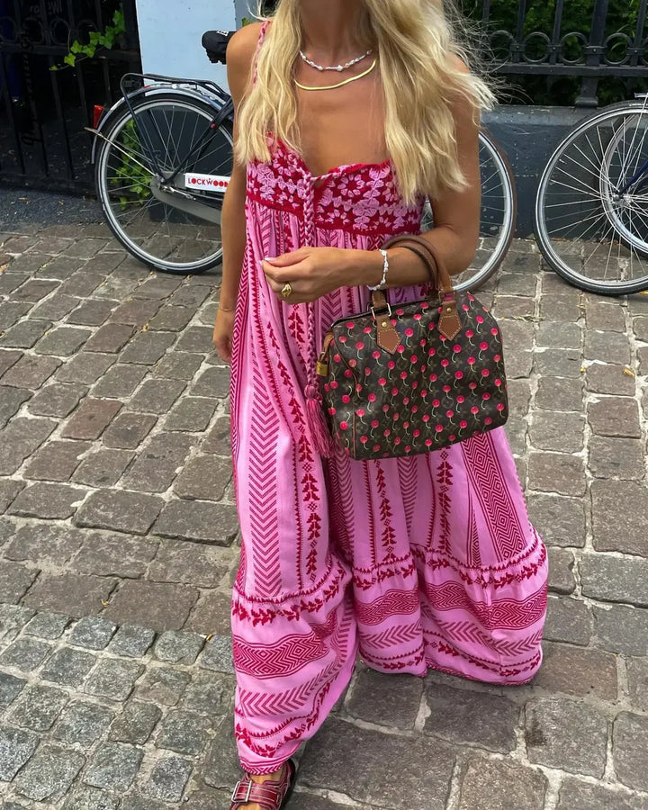 Genowefa | Sukienka maxi o kroju A-line z elegancką sylwetką