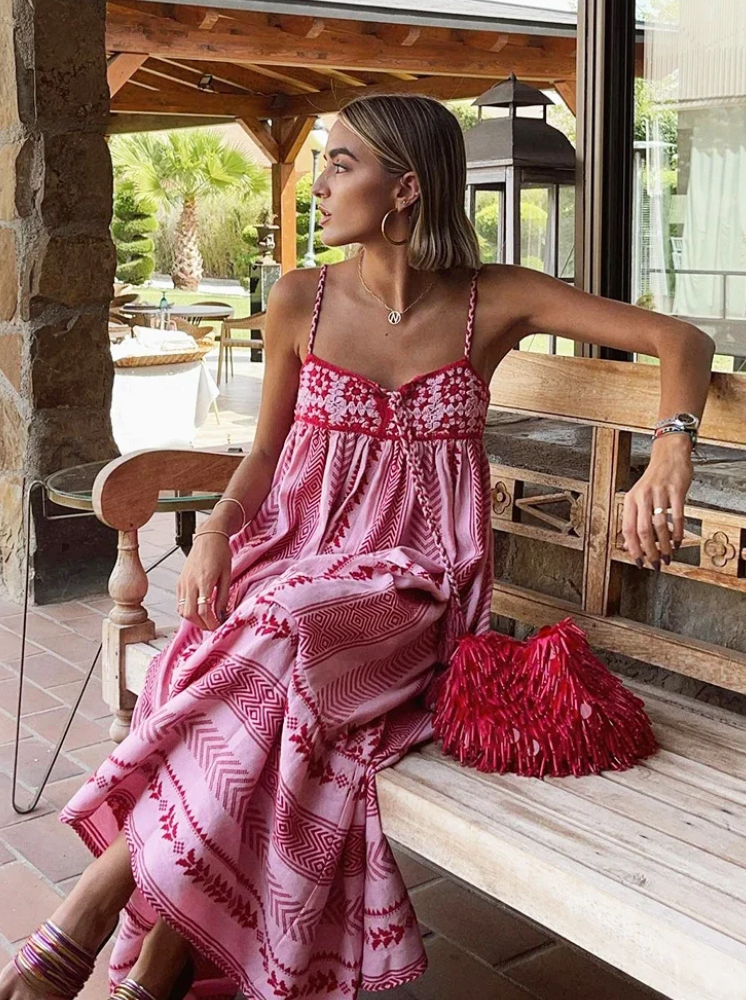Genowefa | Sukienka maxi o kroju A-line z elegancką sylwetką