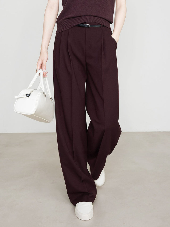 Magdalena | Chino w kolorze Bordeaux z wysokim stanem