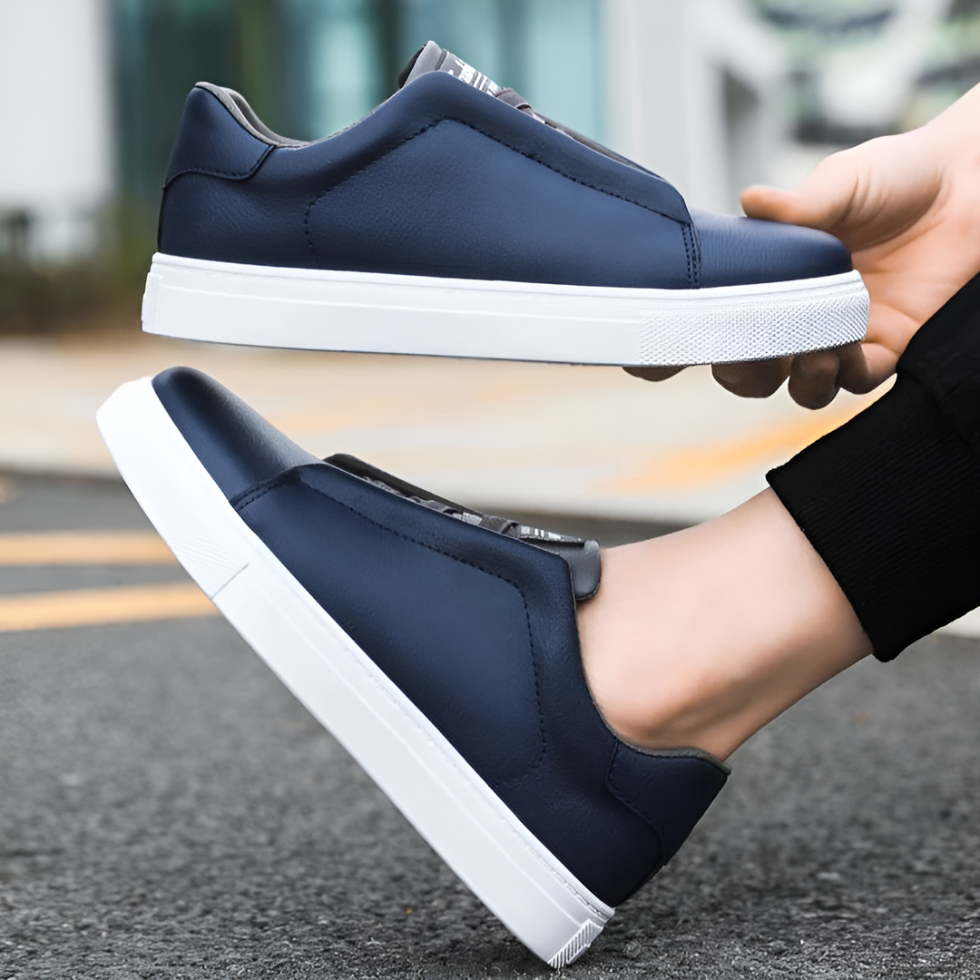Patryk | Białe męskie sneakersy skórzane o minimalistycznym wykończeniu