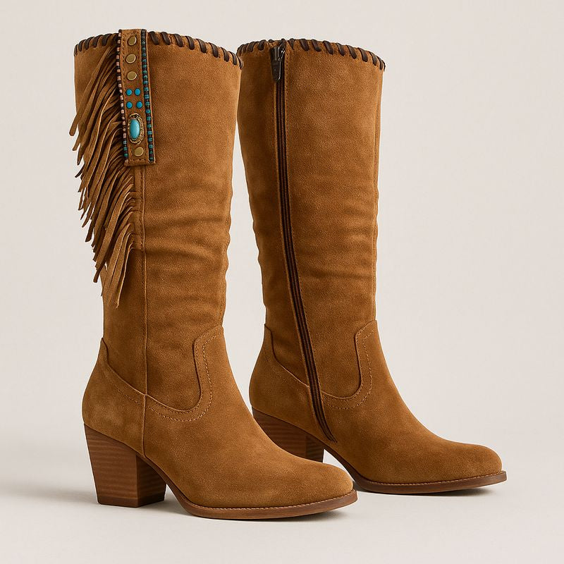 Roksana | Botki Boho z Frędzlami w Stylu Western