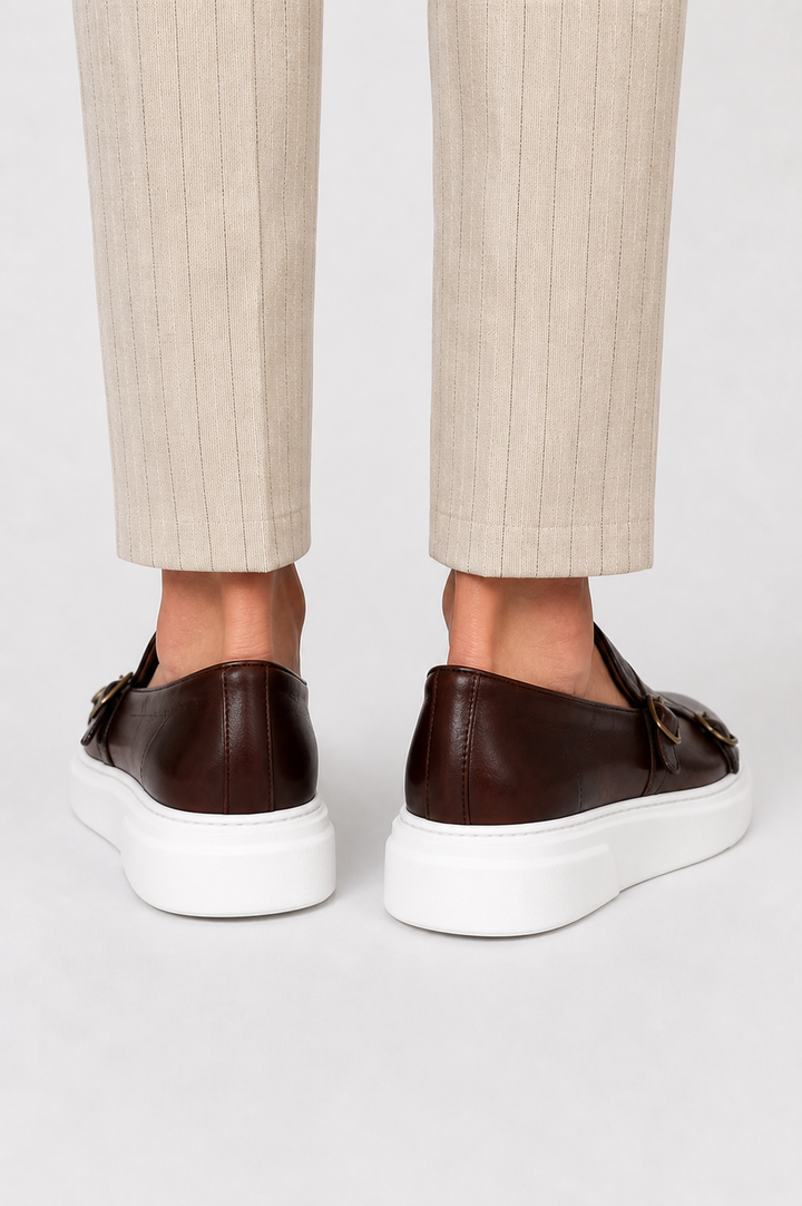Ireneusz | Męskie Mokasyny Slip-On z Klamrą i Nowoczesną Podeszwą