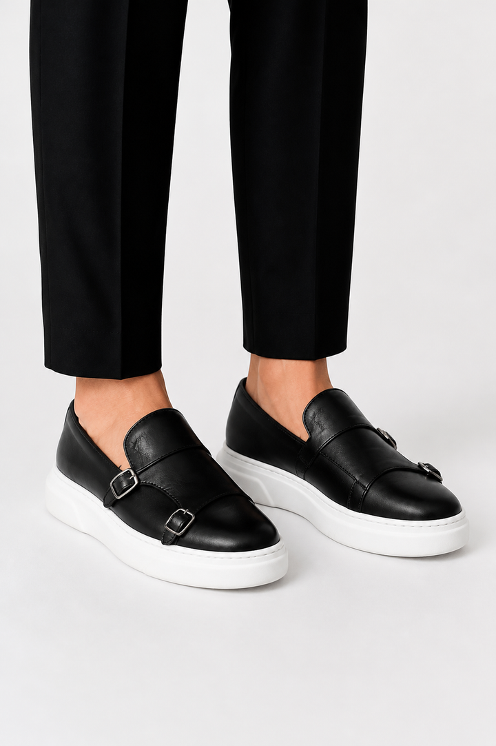 Ireneusz | Męskie Mokasyny Slip-On z Klamrą i Nowoczesną Podeszwą