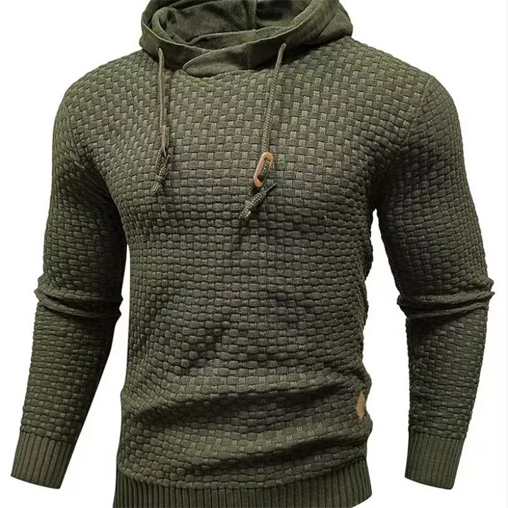 Męska Bluza z Kapturem Teksturowana Sweter Pullover