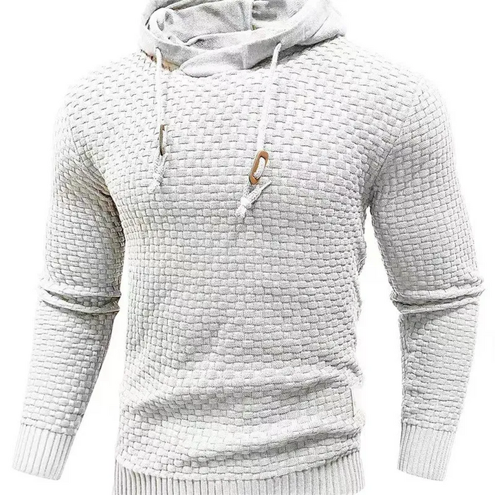 Męska Bluza z Kapturem Teksturowana Sweter Pullover