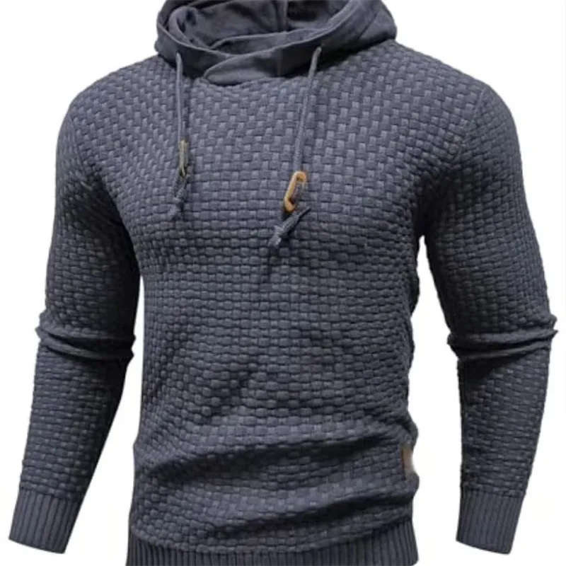 Męska Bluza z Kapturem Teksturowana Sweter Pullover