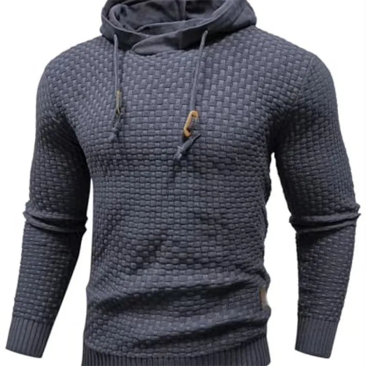 Męska Bluza z Kapturem Teksturowana Sweter Pullover