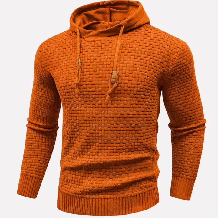 Męska Bluza z Kapturem Teksturowana Sweter Pullover