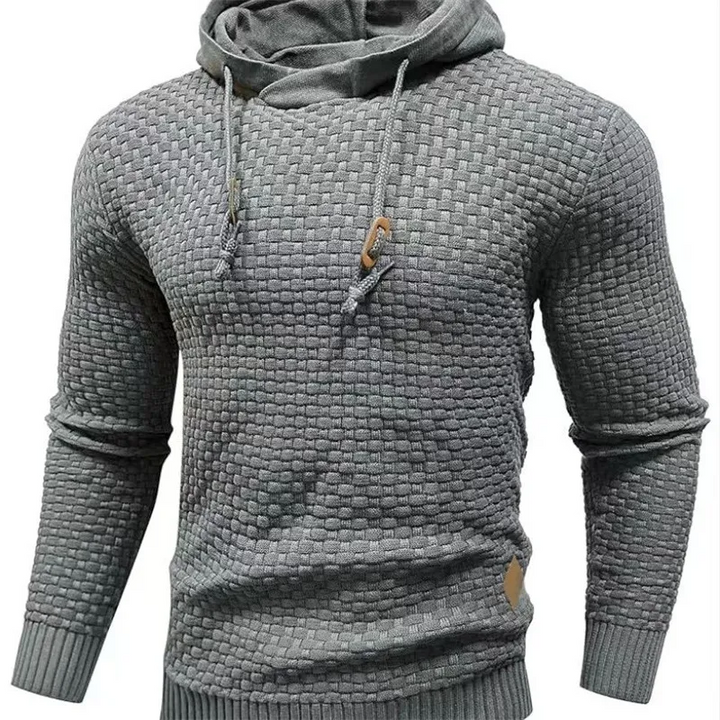 Męska Bluza z Kapturem Teksturowana Sweter Pullover