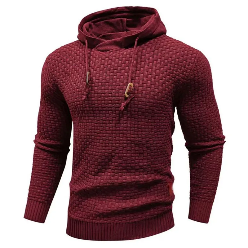 Męska Bluza z Kapturem Teksturowana Sweter Pullover