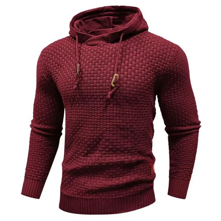 Męska Bluza z Kapturem Teksturowana Sweter Pullover
