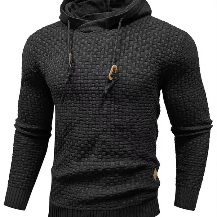 Męska Bluza z Kapturem Teksturowana Sweter Pullover