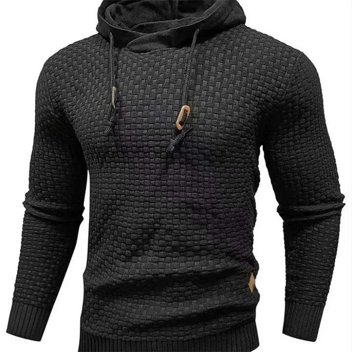 Męska Bluza z Kapturem Teksturowana Sweter Pullover