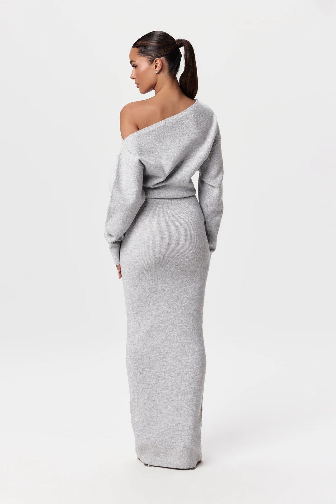 Lena | Długa Sukienka Dzianinowa o Eleganckim Kroju