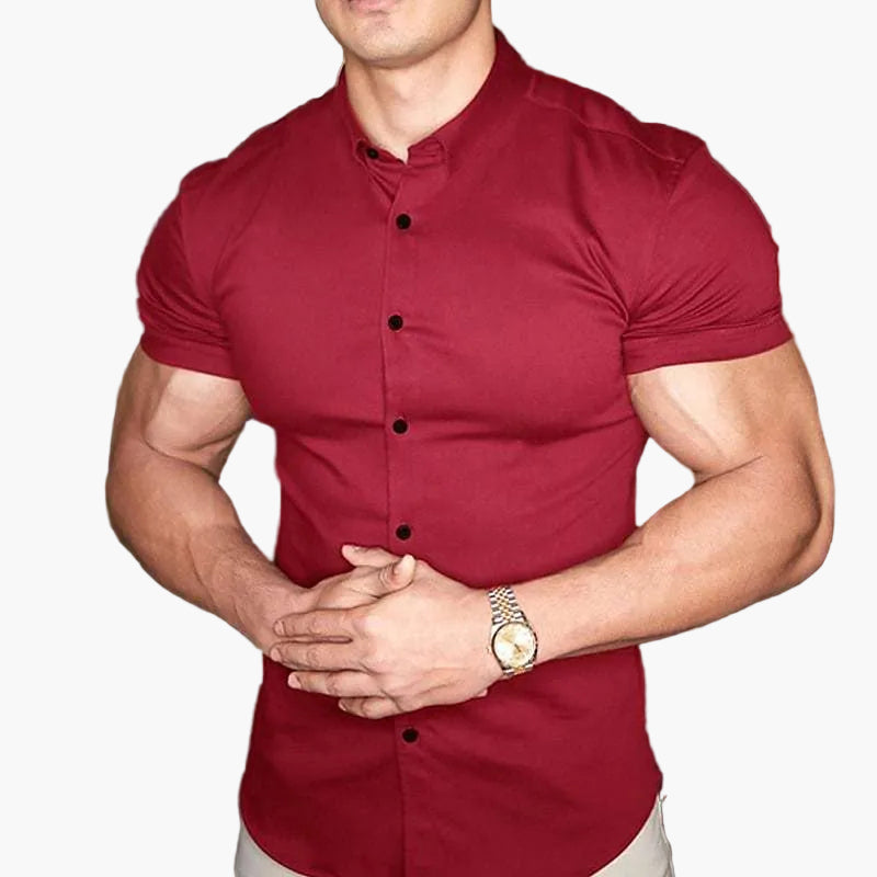 Michał | Męska koszula slim fit z krótkim rękawem – nowoczesny t-shirt na czas wolny i do biura