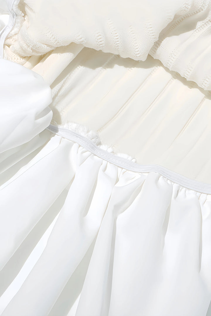 Monika | Elegancka Biała Mini Sukienka z Falbanami