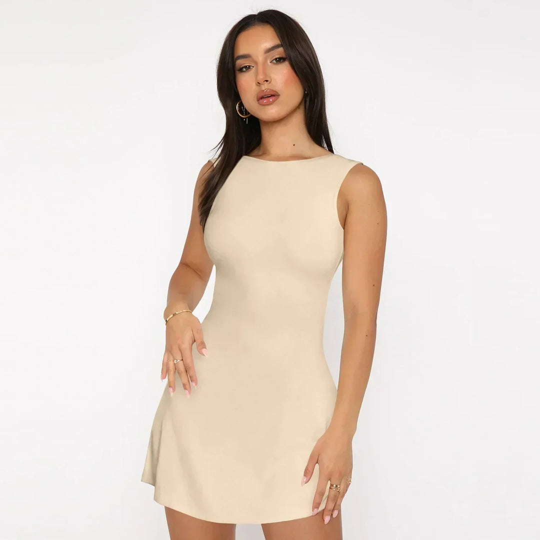 Aldona | Mini sukienka z odkrytymi plecami w kroju A