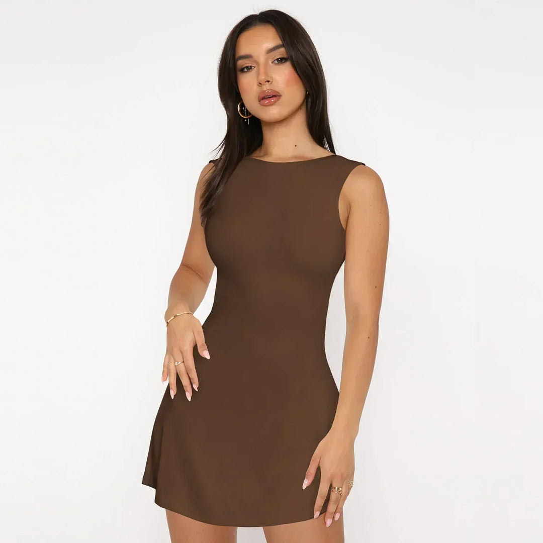 Aldona | Mini sukienka z odkrytymi plecami w kroju A