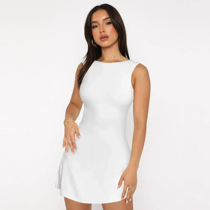 Aldona | Mini sukienka z odkrytymi plecami w kroju A