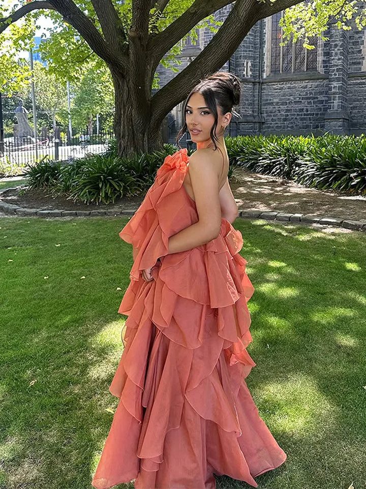Fabiola | Sukienka maxi warstwowa z falbanami
