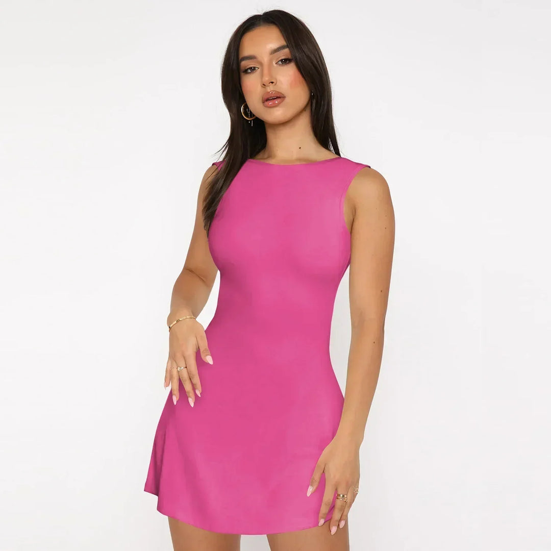 Aldona | Mini sukienka z odkrytymi plecami w kroju A