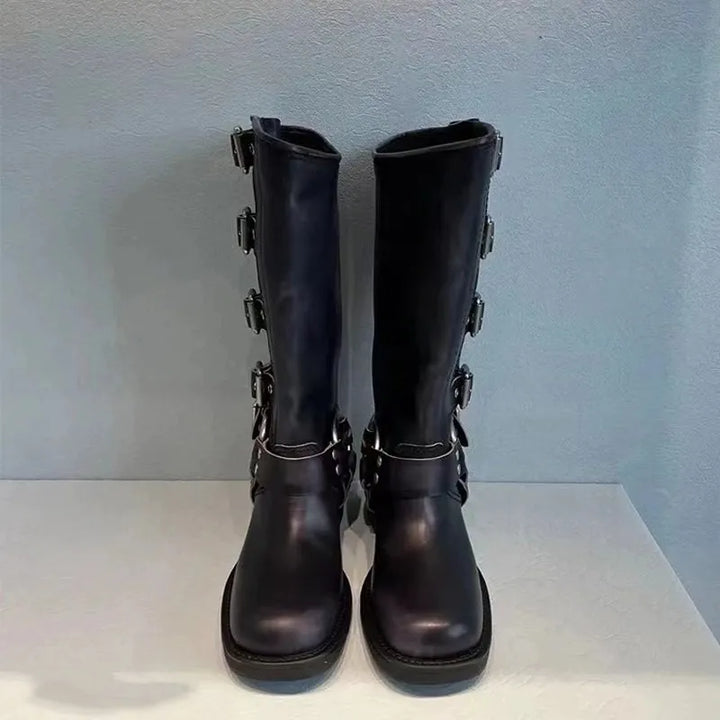 Sylwia | Stylowe botki biker o vintage charakterze
