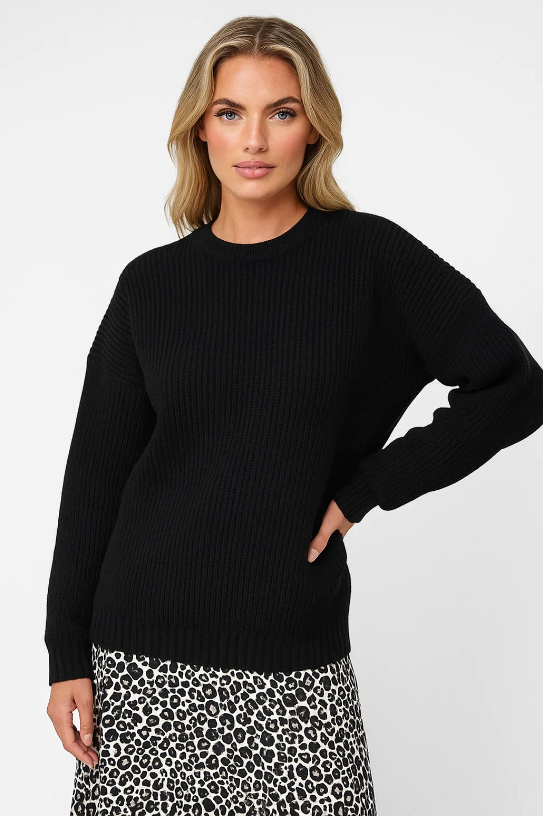 Daria | Sweter Oversize z Okrągłym Dekoltem i Żebrowaną Strukturą