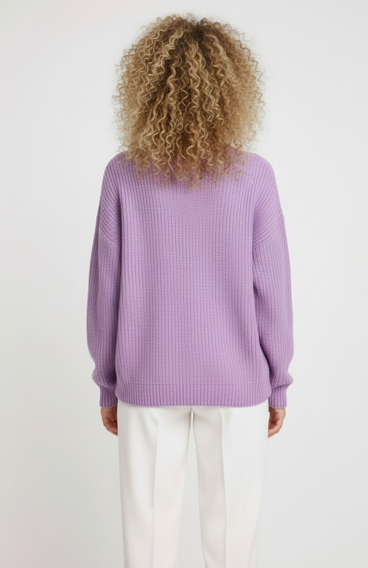 Daria | Sweter Oversize z Okrągłym Dekoltem i Żebrowaną Strukturą
