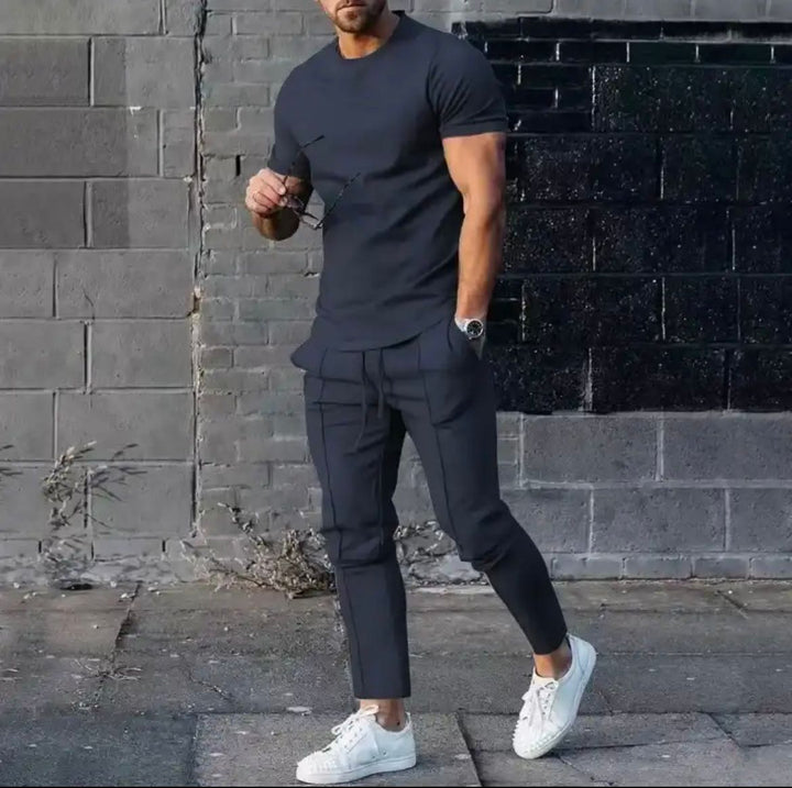 Igor | Męski zestaw casualowy slim fit z T-shirtem i spodniami