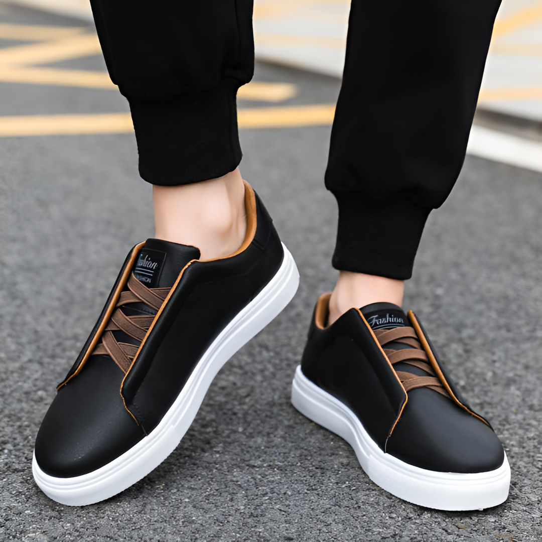 Patryk | Białe męskie sneakersy skórzane o minimalistycznym wykończeniu