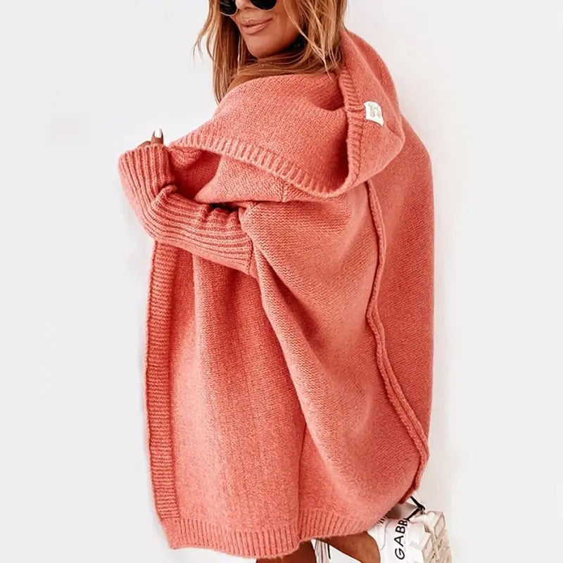 Liwia | Oversize bluza damska z kapturem i zamkiem błyskawicznym