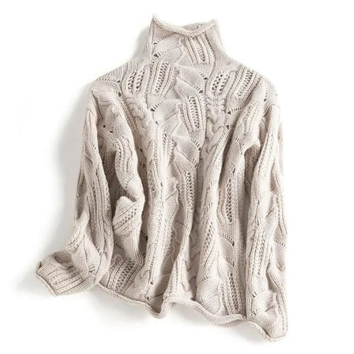 Weronika | Stylowy sweter damski z golfem i dekoracyjnym splotem