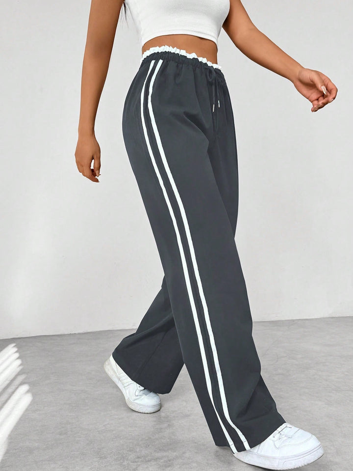 Beata | Spodnie Wide-Leg z Bocznymi Paskami
